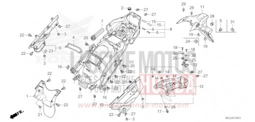 GARDE-BOUE ARRIERE (CRF1100A2/A4/AL2/AL4/D2/D4/DL2/DL4) CRF1100A2N de 2022